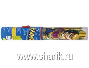 Хлопушка Бумфети 25 см круги/фольга прозрач.