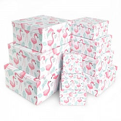 Коробка квадрат Фламинго №8