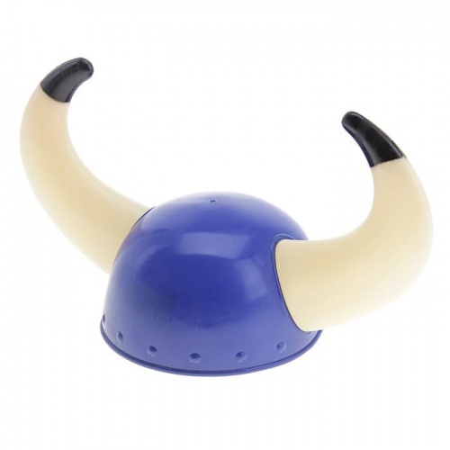 Шлем Викинг синий с рогами 1 шт