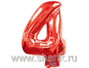 Шар Цифра 4 красная