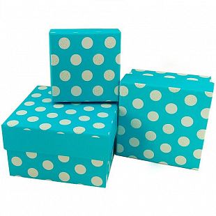 Коробка квадрат Большие Кружки фуксия/голубой №3