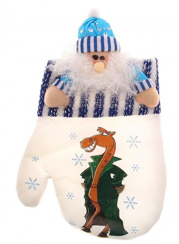 Варежка Дед Мороз полоска 30 см