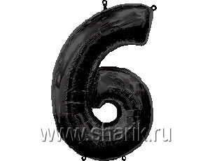 Шар Цифра 6 черная