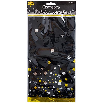 Скатерть фольг Черная с конфетти 130*180 см