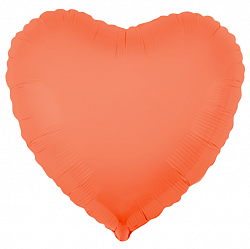 Шар фольга без рисунка Сердце 18" Персиковый, Флюор (Fl)