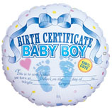 Шар Круг фольга 18" Сертификат о рождении мальчика (BL)