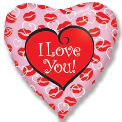 Шар Сердце фольга 18" ILY Поцелуи (FM)