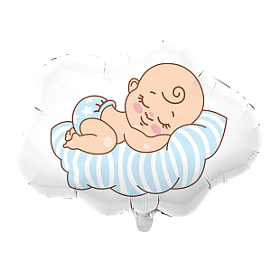 Шар фольга фигура Малыш на облачке роз/голуб (AG)