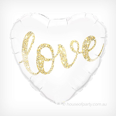 Шар фольга Сердце 18" LOVE глиттер золото (FL)