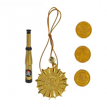 Набор Пирата 5 предм.труба, медаль, 3 монеты