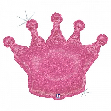 Шар Фигура Корона Розовая голография (GR)