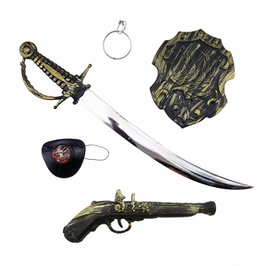 Карнавальный набор Пират с саблей и щитом 6 предметов