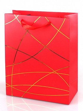 Пакет Классика красный с золотым тиснением 31*42*12 см 1 шт