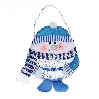 сумочка для подарков 26*20 см снеговик голубой 