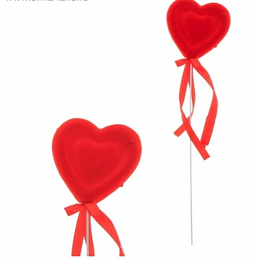 Сердце сувенирное на палочке бархат d=6 см "Двойное", красный 852897