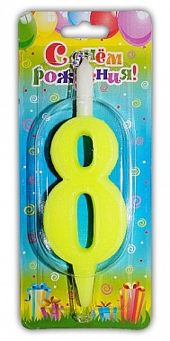Свеча-цифра "8" Неон 1 шт