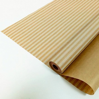 Крафт-бумага упаков Полоски белые на коричневом, рулон 72см*10м