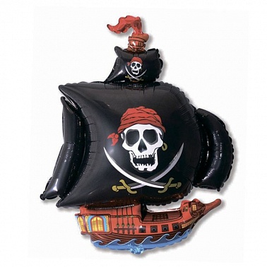 Шар фольга Фигура Корабль Пиратский черный (FM)G36
