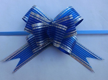 Бант-бабочка С рисунком "Широкая полоска" Синий с серебром