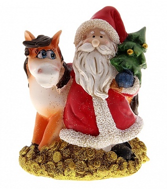 Копилка Дед Мороз с лошадкой 11,5*9,5*8,5 см