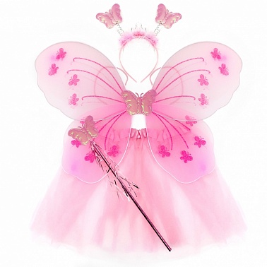 Набор Феи (юбка, крылья, ободок, волшебная палочка) розовый