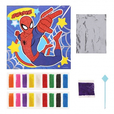 Фреска Человек паук Действуй+9 цветов песка+блестки 1 шт