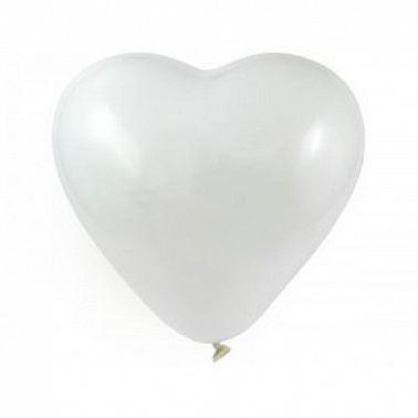 Шар Сердце 10" Металлик белое 100 шт (Ит)