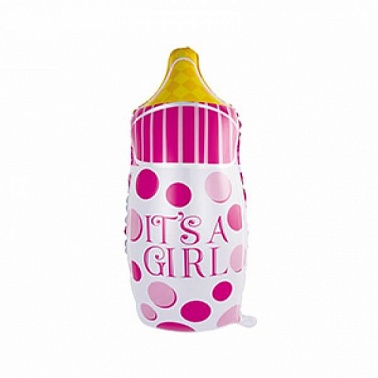 Шар фольга Фигура Бутылка в горошек розовый (FL)