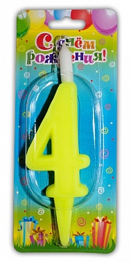 Свеча-цифра "4" Неон 1 шт