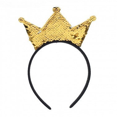 Карнавальный ободок "Корона" с паетками золото