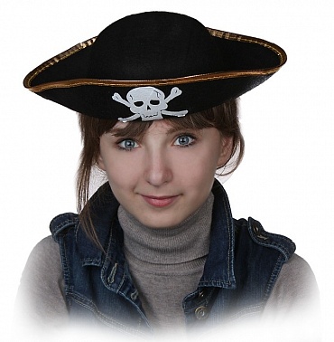 Шляпа Пират детская золотая каемка 1 шт