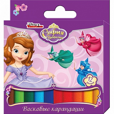 Карандаши восковые Дисней София Прекрасная 12 цветов 1 шт