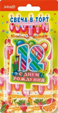Свеча в торт С Днем Рождения! 12!