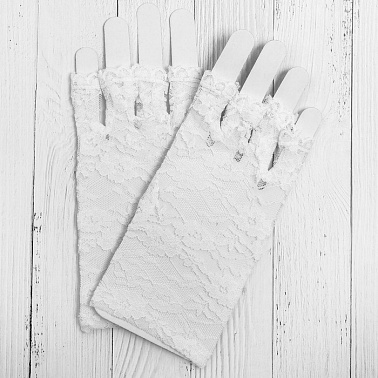 Карнавальные перчатки Леди, белые/черные