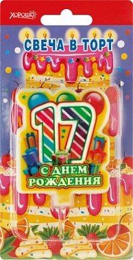 Свеча в торт С Днем Рождения! 17!