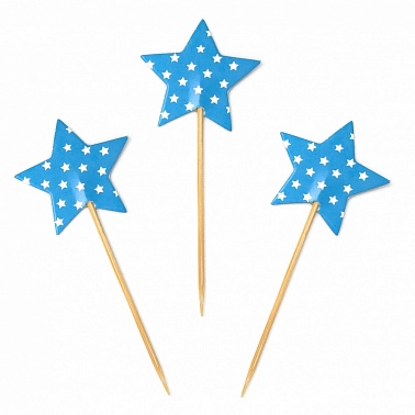 Пика для канапе "Звезды голубые" набор 20 штук   