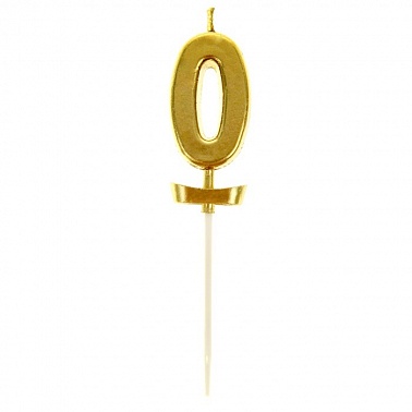 Свеча-цифра "0" золото 10,2*5,3 см 1 шт