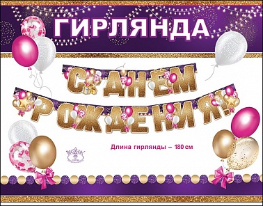 Гирлянда С Днем рождения 180 см 0600259