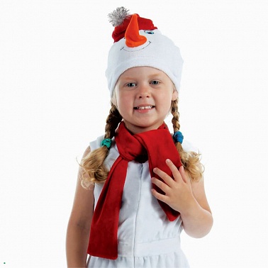 Набор Снеговик в красной шапке, шапка, шарф 51-55