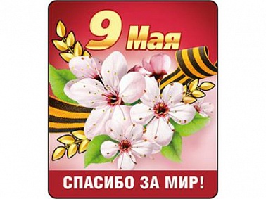 Магнит виниловый 9 мая! Спасибо за мир!