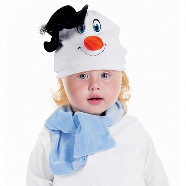 Набор Снеговик в чёрной шапке, шапка, шарф 51-55