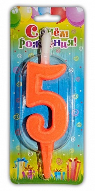 Свеча-цифра "5" Неон 1 шт
