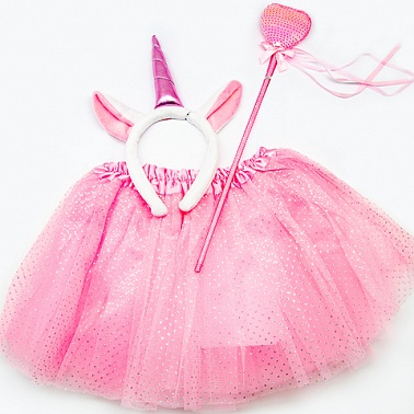 Набор Единорог (юбка, ободок, волшебная палочка) розовый